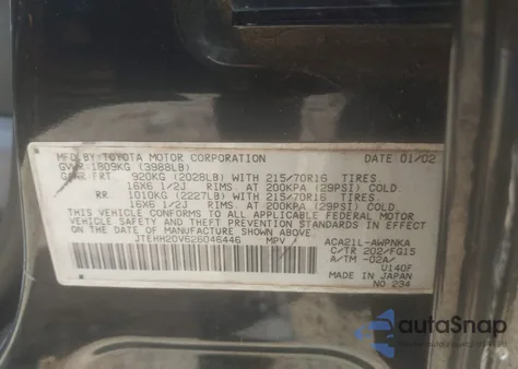 2002 Toyota Rav4 from USA, damaged, VIN JTEHH20V626046446